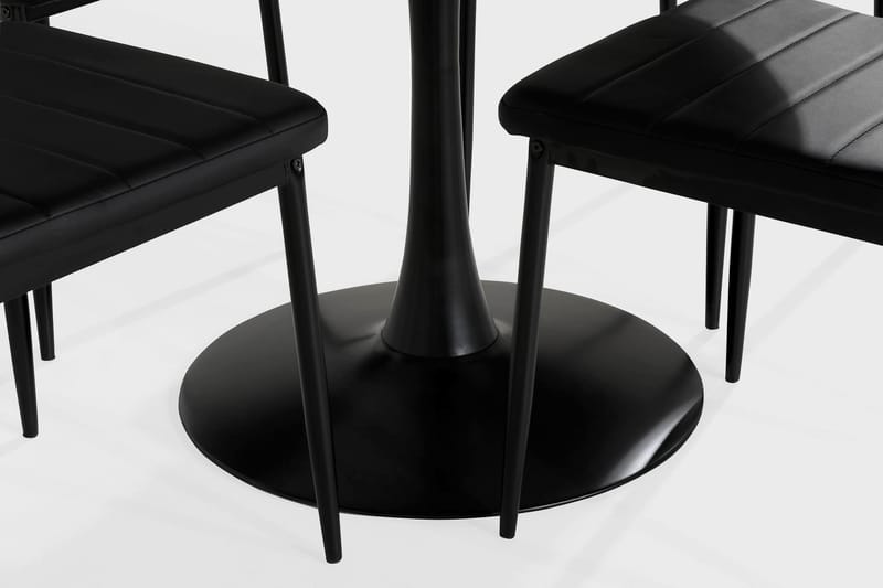 Caitly Spisegruppe 100 cm Rund med 4 Ted Stoler - Hvit/Svart/Metall - Møbler - Bord - Spisegrupper