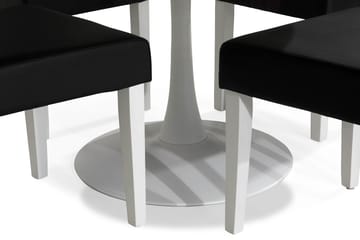 Caitly Spisegruppe 100 cm Rund med 4 Viktor Stoler - Hvit/Svart PU - Møbler - Bord - Spisegrupper