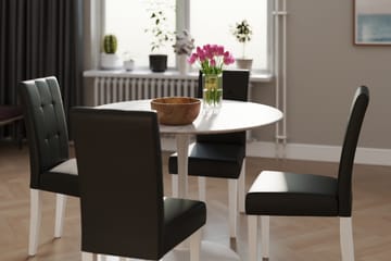 Caitly Spisegruppe 100 cm Rund med 4 Viktor Stoler - Hvit/Svart PU - Møbler - Bord - Spisegrupper
