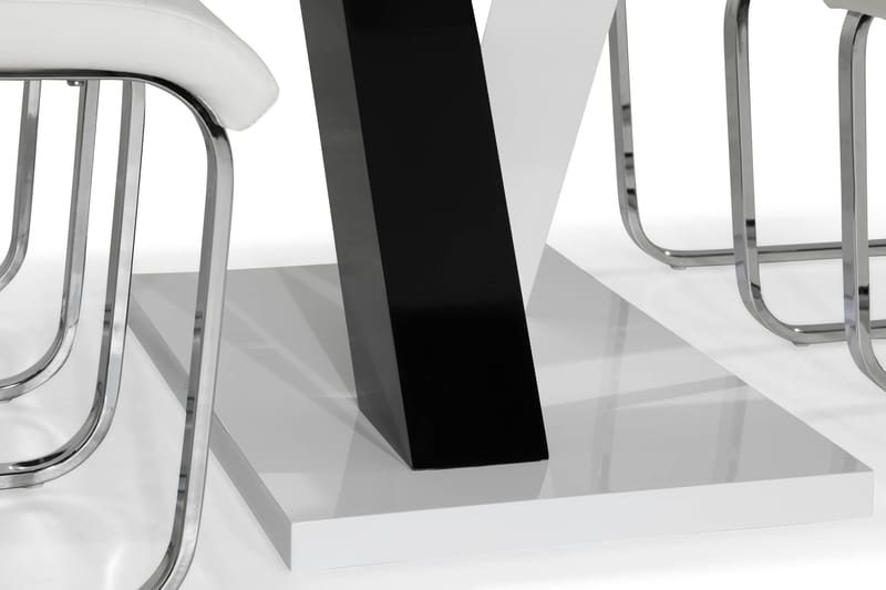 Cesi Spisegruppe 140 cm med 4 Cibus Stol - Hvit/Svart/Svart PU/Krom - Møbler - Bord - Spisegrupper