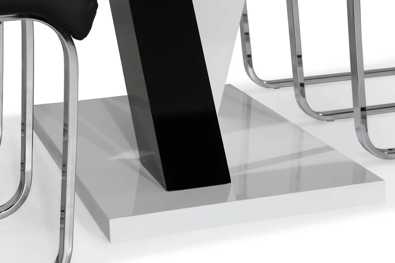 Cesi Spisegruppe 140 cm med 4 Cibus Stol - Hvit/Svart/Svart PU/Krom - Møbler - Bord - Spisegrupper