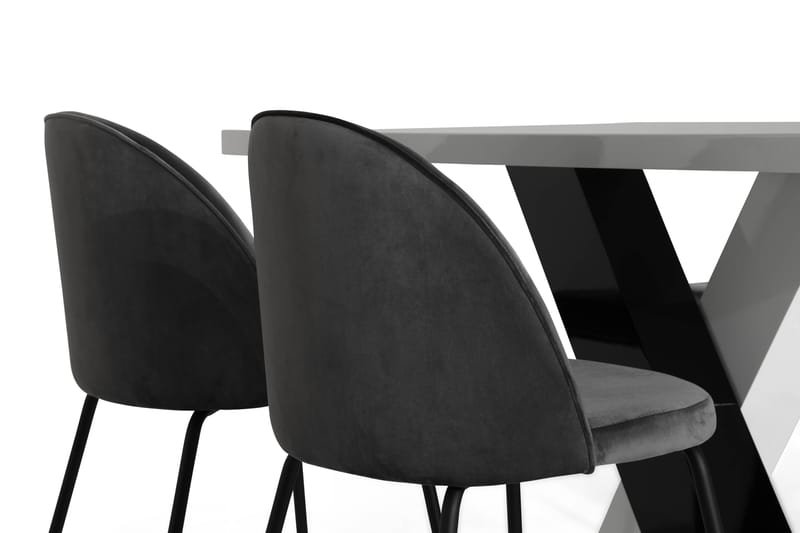 Cesi Spisegruppe 140 cm med 4 Felipe Stol Fløyel - Hvit/Svart/Krom - Møbler - Bord - Spisegrupper