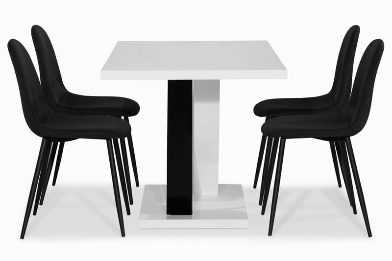 Cesi Spisegruppe 140 cm med 4 Nibe Stol - Hvit/Svart - Møbler - Bord - Spisegrupper