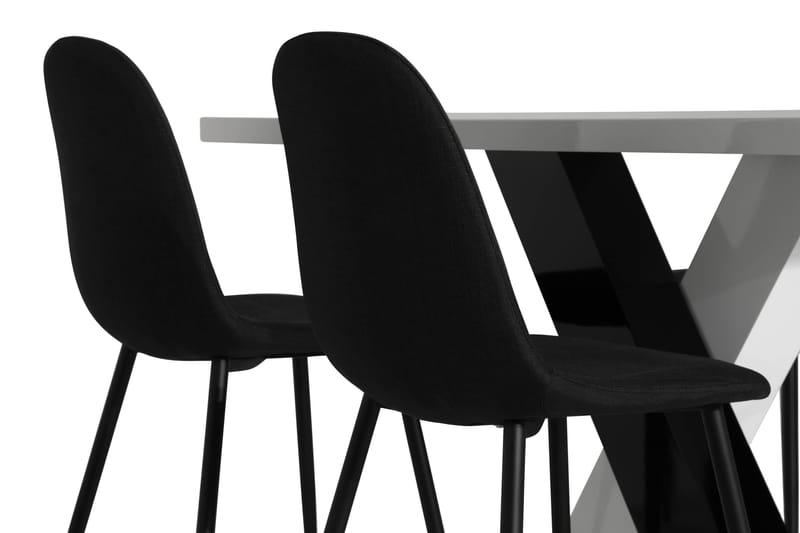 Cesi Spisegruppe 140 cm med 4 Nibe Stol - Hvit/Svart - Møbler - Bord - Spisegrupper