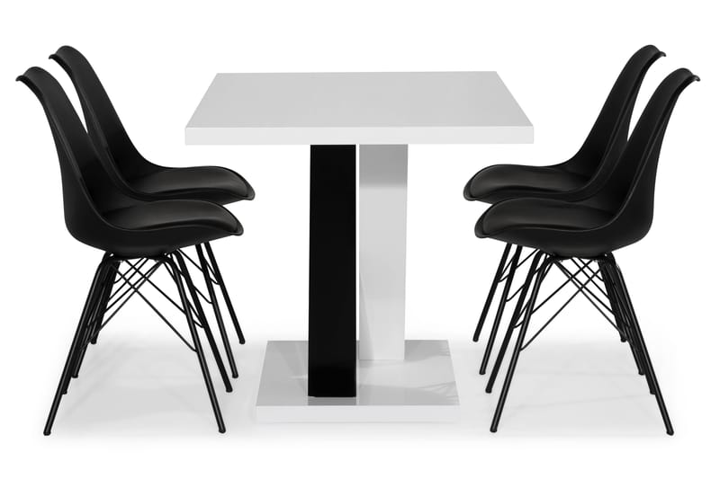 Cesi Spisegruppe 140 cm med 4 Shell Stol - Hvit/Svart/Svart PU - Møbler - Bord - Spisegrupper