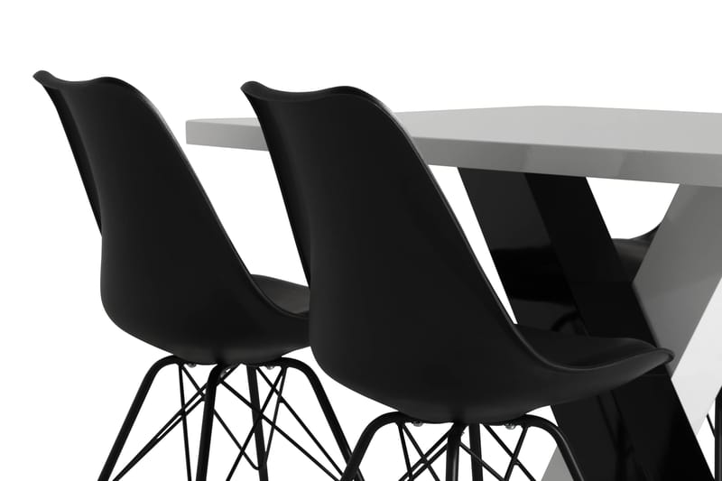 Cesi Spisegruppe 140 cm med 4 Shell Stol - Hvit/Svart/Svart PU - Møbler - Bord - Spisegrupper