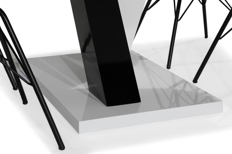 Cesi Spisegruppe 140 cm med 4 Shell Stol - Hvit/Svart/Svart PU - Møbler - Bord - Spisegrupper