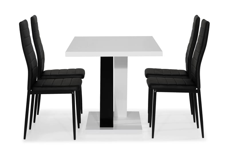 Cesi Spisegruppe 140 cm med 4 Ted Stol - Hvit/Svart - Møbler - Bord - Spisegrupper