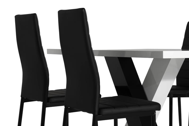 Cesi Spisegruppe 140 cm med 4 Ted Stol - Hvit/Svart - Møbler - Bord - Spisegrupper