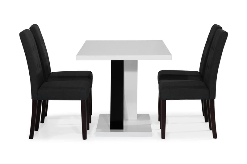 Cesi Spisegruppe 140 cm med 4 Viktor Stol - Hvit/Svart/Svart PU - Møbler - Bord - Spisegrupper