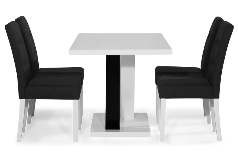 Cesi Spisegruppe 140 cm med 4 Viktor Stol - Hvit/Svart/Svart PU - Møbler - Bord - Spisegrupper