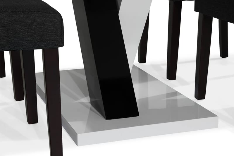 Cesi Spisegruppe 140 cm med 4 Viktor Stol - Hvit/Svart/Svart PU - Møbler - Bord - Spisegrupper