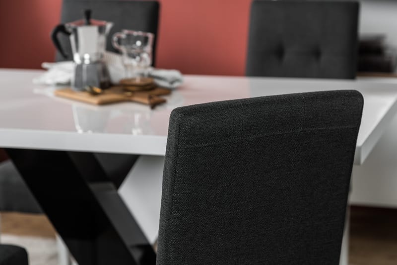 Cesi Spisegruppe 140 cm med 4 Viktor Stol - Hvit/Svart/Svart PU - Møbler - Bord - Spisegrupper