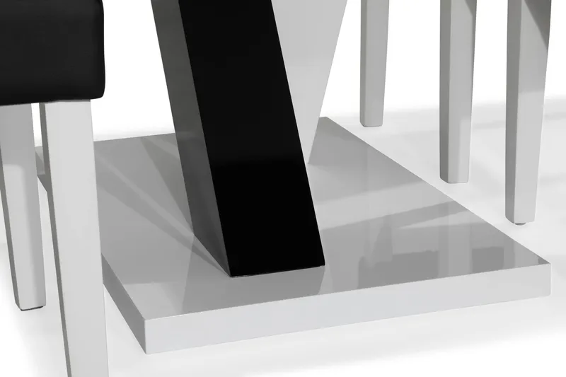 Cesi Spisegruppe 140 cm med 4 Viktor Stol - Hvit/Svart/Svart PU - Møbler - Bord - Spisegrupper