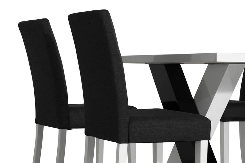 Cesi Spisegruppe 140 cm med 4 Viktor Stol - Hvit/Svart/Svart PU - Møbler - Bord - Spisegrupper