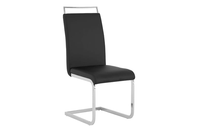 Cesi Spisegruppe Rektangulært spisebord 140 cm + 6 Isoda L�ærstoler - Hvit / Svart / Krom - Møbler - Bord - Spisegrupper