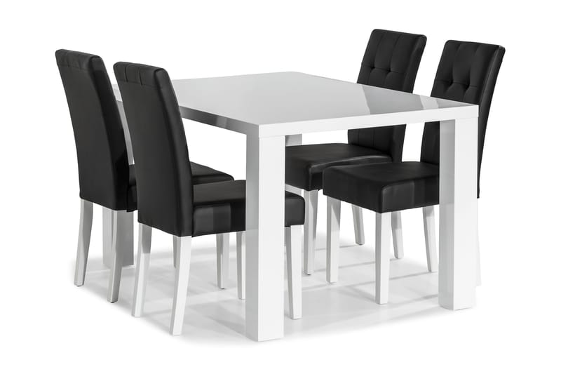 Cibus Spisegruppe 140x90 med 4 Viktor Stoler - Hvit/Svart - Møbler - Bord - Spisegrupper