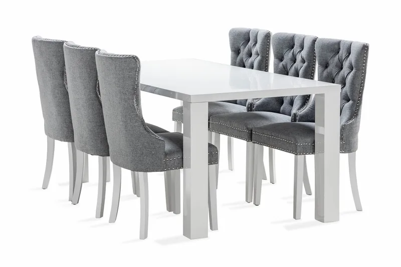 Cibus Spisegruppe 180 cm inkl. 6 Bergviken Stoler, Hvit