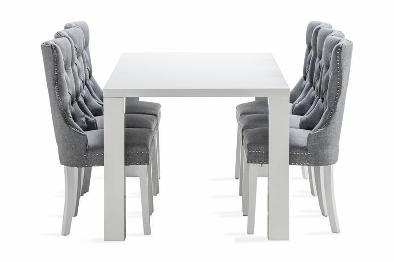Cibus Spisegruppe 180 cm inkl. 6 Bergviken Stoler - Hvit - Møbler - Bord - Spisegrupper