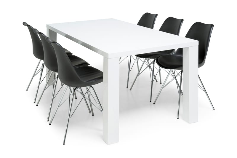 Cibus Spisegruppe Hvit 180x90cm - 6 Shell Stoler - Møbler - Bord - Spisegrupper