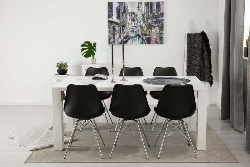 Cibus Spisegruppe Hvit 180x90cm - 6 Shell Stoler - Møbler - Bord - Spisegrupper
