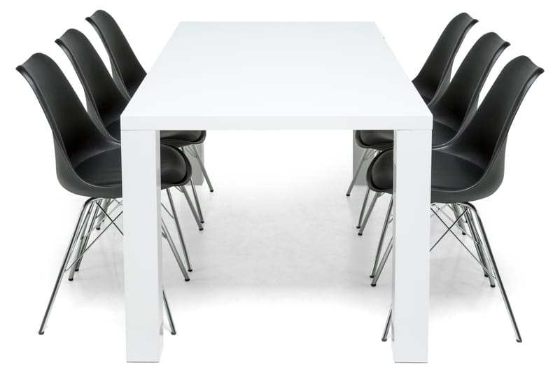 Cibus Spisegruppe Hvit 180x90cm - 6 Shell Stoler - Møbler - Bord - Spisegrupper