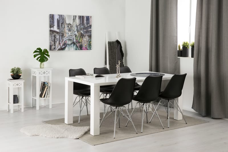 Cibus Spisegruppe Hvit 180x90cm - 6 Shell Stoler - Møbler - Bord - Spisegrupper