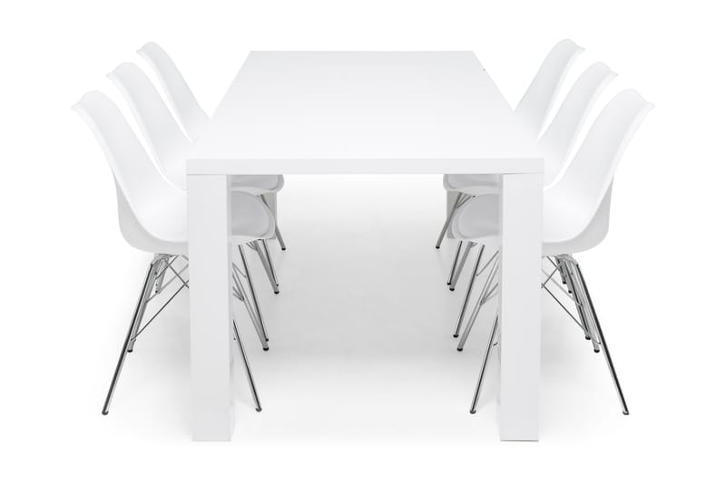 Cibus Spisegruppe Hvit 180x90cm - 6stk Shell Stoler - Møbler - Bord - Spisegrupper