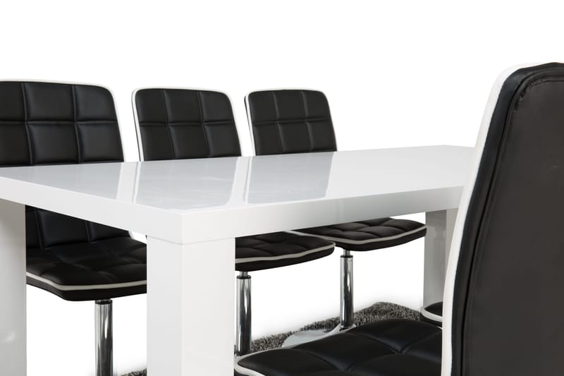 Cibus Spisegruppe med 6 Frida Stoler - Hvit/Sort - Møbler - Bord - Spisegrupper