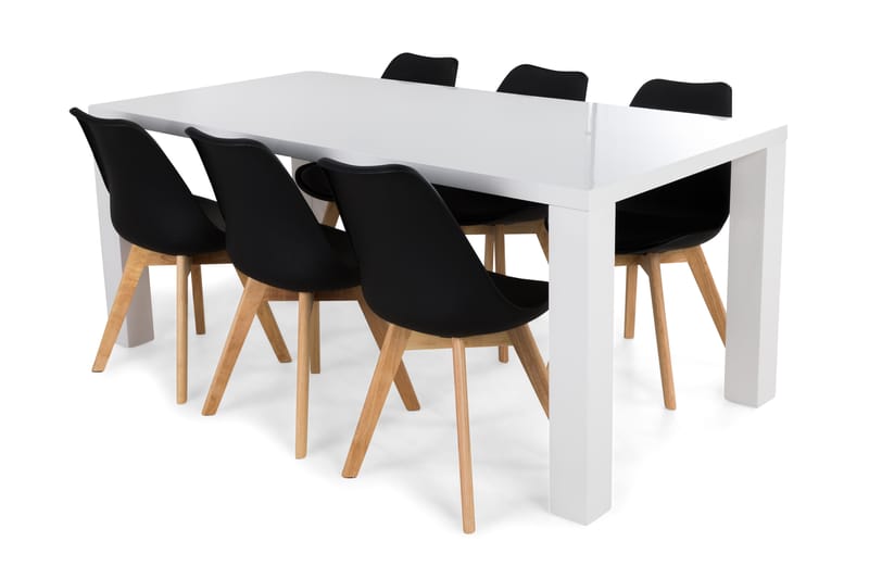 Cibus Spisegruppe med 6 Stil Stoler - Hvit/Svart - Møbler - Bord - Spisegrupper