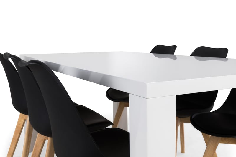 Cibus Spisegruppe med 6 Stil Stoler - Hvit/Svart - Møbler - Bord - Spisegrupper