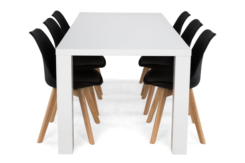 Cibus Spisegruppe med 6 Stil Stoler - Hvit/Svart - Møbler - Bord - Spisegrupper