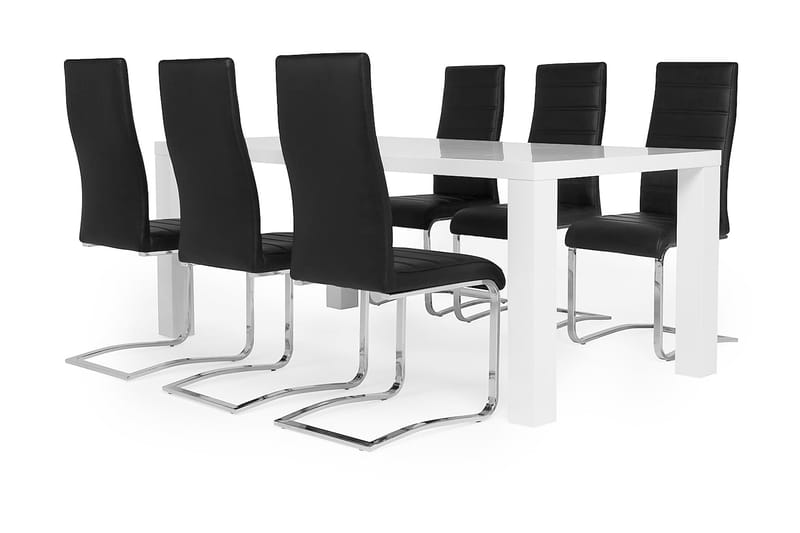 Cibus Spisegruppe med 6 Stoler - Hvit/Svart - Møbler - Bord - Spisegrupper