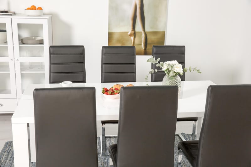 Cibus Spisegruppe med 6 Stoler - Hvit/Svart - Møbler - Bord - Spisegrupper