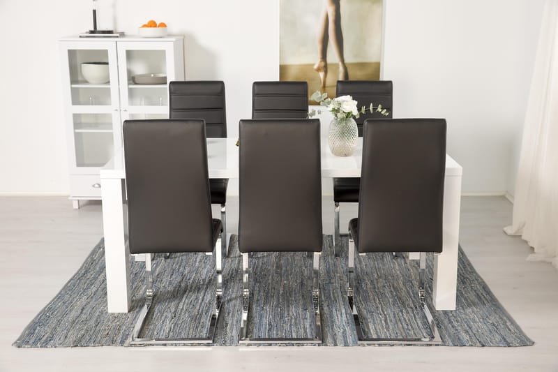 Cibus Spisegruppe med 6 Stoler - Hvit/Svart - Møbler - Bord - Spisegrupper