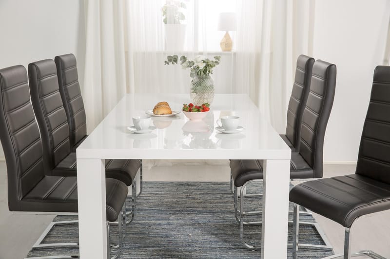 Cibus Spisegruppe med 6 Stoler - Hvit/Svart - Møbler - Bord - Spisegrupper