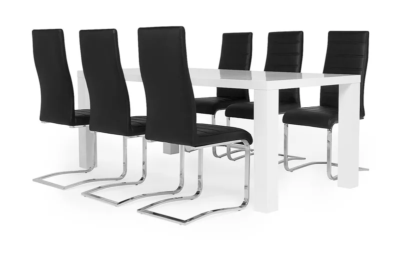 Cibus Spisegruppe med 6 Stoler, Hvit/Svart