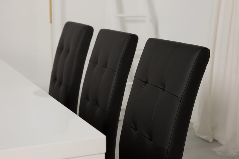 Cibus Spisegruppe med 6 Viktor Stoler - Hvit/Svart PU - Møbler - Bord - Spisegrupper