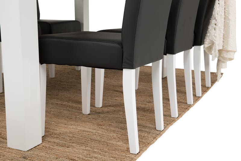 Cibus Spisegruppe med 6 Viktor Stoler - Hvit/Svart PU - Møbler - Bord - Spisegrupper