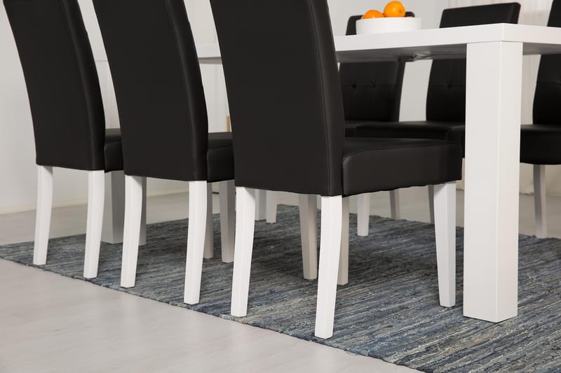 Cibus Spisegruppe med 6 Viktor Stoler - Hvit/Svart PU - Møbler - Bord - Spisegrupper