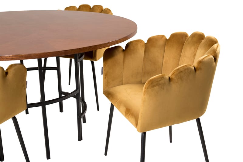 Copenhagen Spisegruppe med 4 Limhamn Spisestoler Gul - Furniture Fashion - Spisegrupper