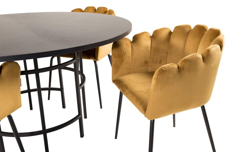 Copenhagen Spisegruppe med 4 Limhamn Spisestoler Gul - Furniture Fashion - Møbler - Bord - Spisegrupper