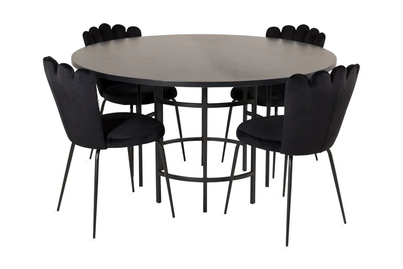 Copenhagen Spisegruppe med 4 Limhamn Spisestoler Svart, Furniture Fashion