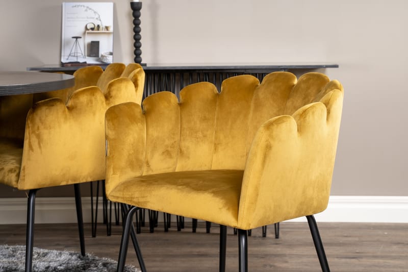 Copenhagen Spisegruppe med 6 Limhamn Spisestoler Gul - Furniture Fashion - Spisegrupper