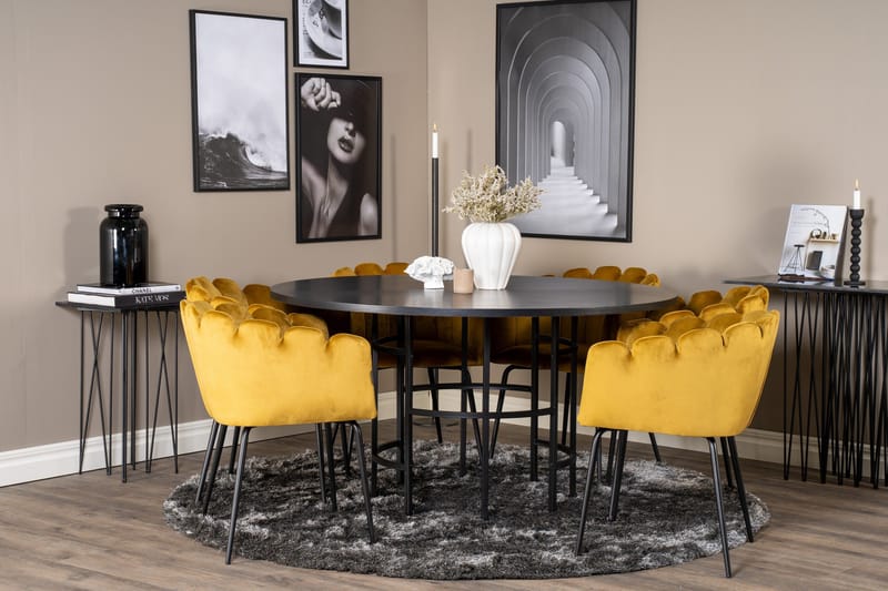 Copenhagen Spisegruppe med 6 Limhamn Spisestoler Gul - Furniture Fashion - Møbler - Bord - Spisegrupper