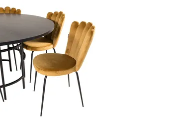 Copenhagen Spisegruppe med 6 Limhamn Spisestoler Gul - Furniture Fashion - Møbler - Bord - Spisegrupper