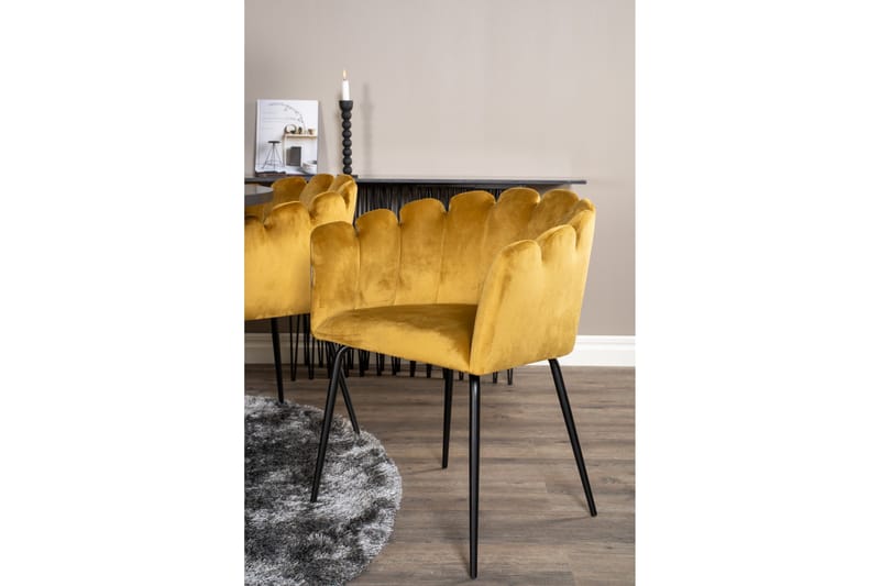 Copenhagen Spisegruppe med 6 Limhamn Spisestoler Gul - Furniture Fashion - Møbler - Bord - Spisegrupper