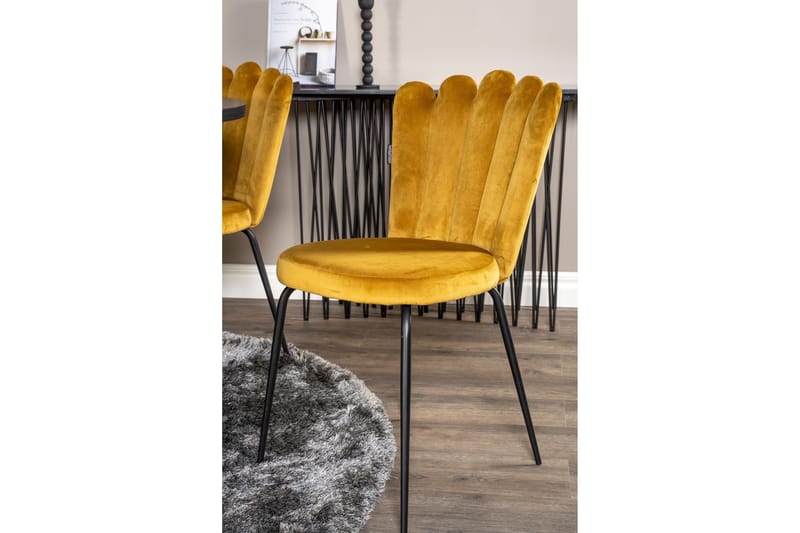 Copenhagen Spisegruppe med 6 Limhamn Spisestoler Gul - Furniture Fashion - Møbler - Bord - Spisegrupper