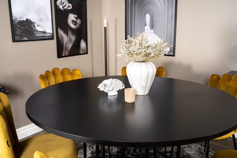 Copenhagen Spisegruppe med 6 Limhamn Spisestoler Gul - Furniture Fashion - Møbler - Bord - Spisegrupper