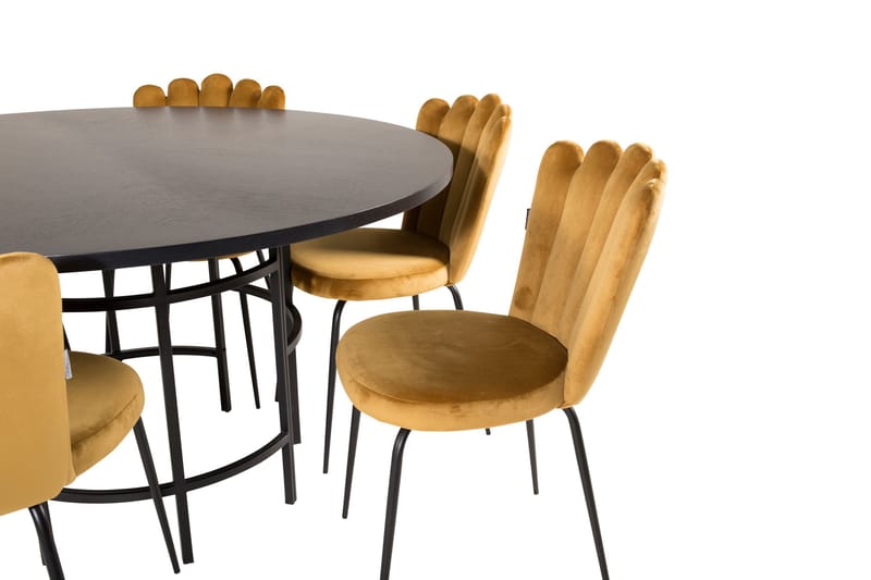 Copenhagen Spisegruppe med 6 Limhamn Spisestoler Gul - Furniture Fashion - Møbler - Bord - Spisegrupper